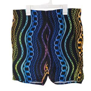 Rouge Collection Multicolor Chain Design Spandex Shorts Size 2X